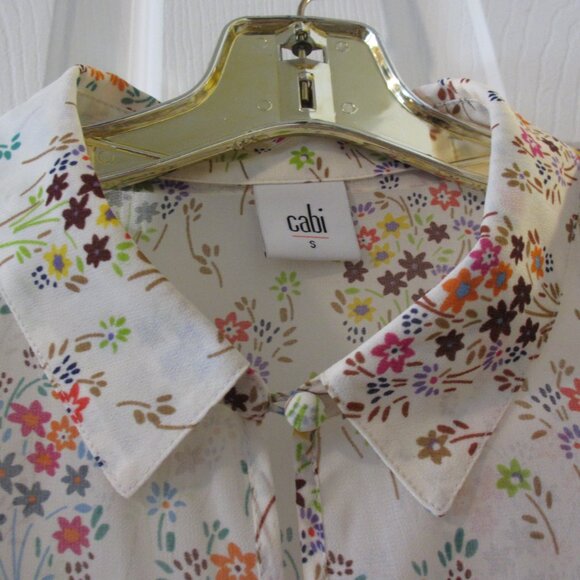 Cute CAbi Floral Semi Sheer Sleeveless Top with a built-in camisole - Picture 3 of 9